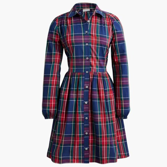 J. Crew Factory Dresses & Skirts - New women's 10 12 14 J Crew Factory cotton mini shirtdress Christmas plaid dress